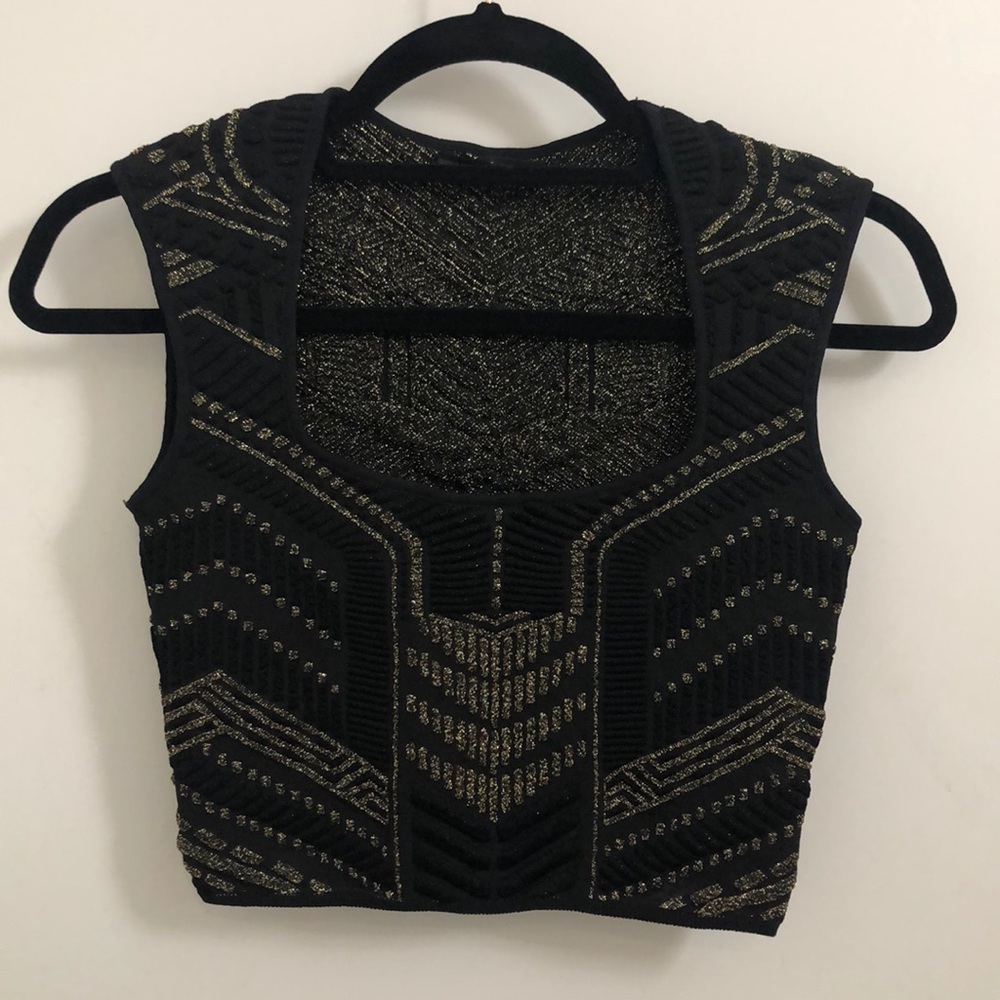 Crop black and gold top